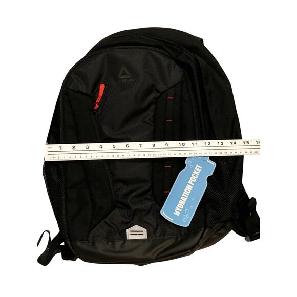 Reebok Leif 18” Laptop Backpack Black 3 Zipper Water Resistant Adjustable Straps - Picture 11 of 16